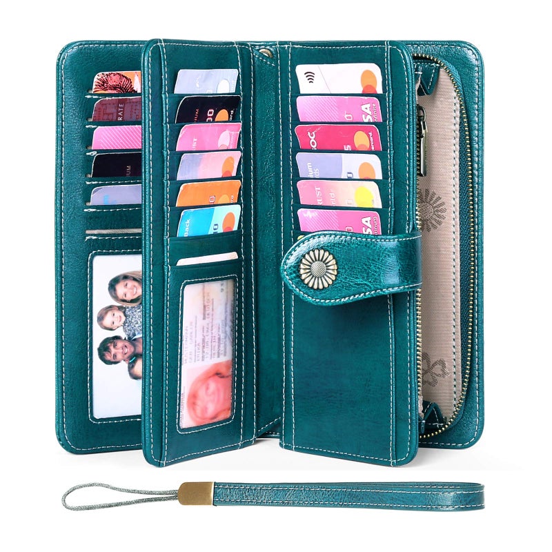 FALAN MULE Women's Wallet Genuine Leather RFID Blocking Large Capacity Trifold Ladies Wallet Wristlet Clutch Card Holder - Image 2